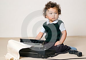 Child with fax.