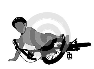 Child fell off bike silhouette photo