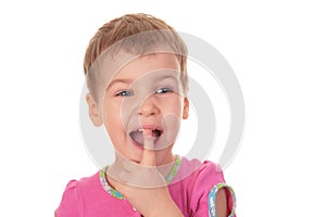 Child with the finger in mouth tooth