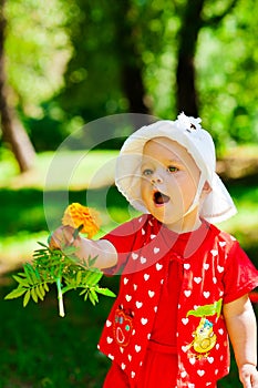 Child with flower