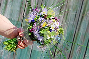 Child with flower bouquet