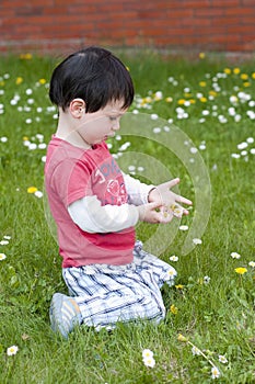 Child in flowers