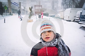 Child in freezing cold weather