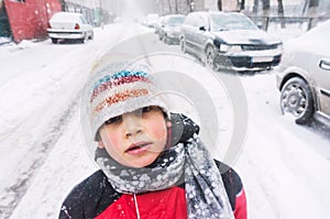Child in freezing cold weather