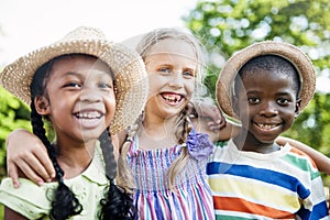 Child Friends Boys Girls Playful Nature Offspring Concept photo