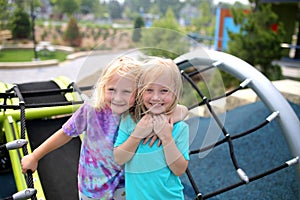 Child Friends Hugging at Fun Playground