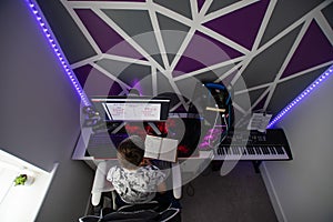 Child in front of computer doing home school in Covid-19 Pandemic