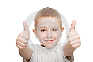 Child gesturing thumb up