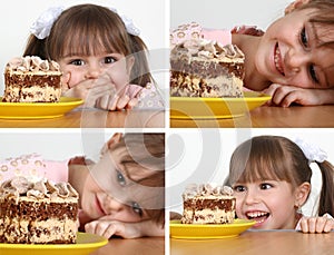 Child girl with cake