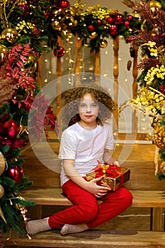 Child girl celebrating Christmas