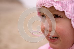 Child girl crying close-up outdoor