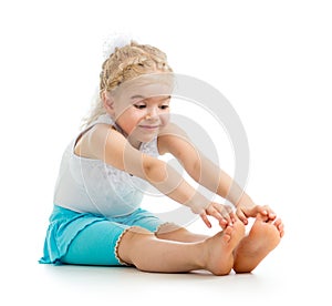 Child girl doing fitness