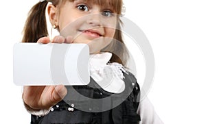 Child girl hold card