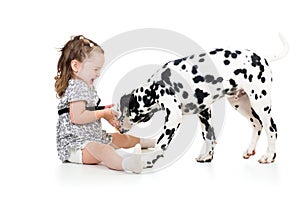 Child girl playing puppy dog