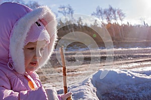 Child girl portrait close-up outdoor