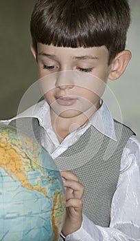 Child and globe