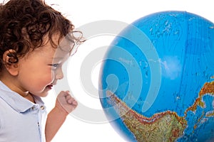 Child with globe.