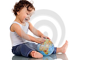 Child with globe.