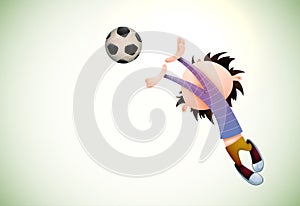 Child Goalkeeper Faults Toward the Football photo