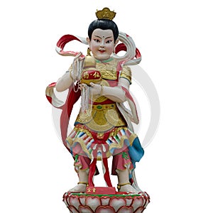 Child God Of Wealth name Shan Chai Tong Zi on white background