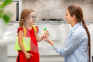 Child going back to school. Kid getting ready for first school day. Back to school or kindergarten