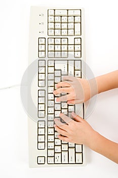 Child hand and Keyboard