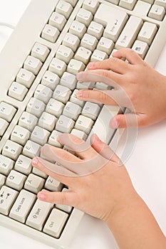 Child hand and Keyboard