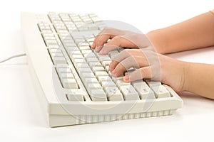 Child hand and Keyboard