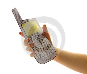 Child hand with mobile phone