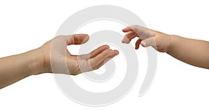 Child hand reaching for adult