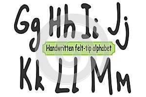Child handwritten alphabet - G, H, I, J, K, L, M