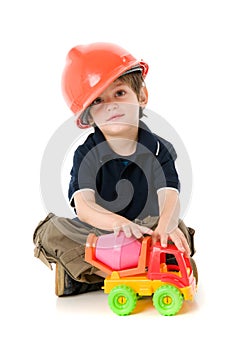 Child with hard hat