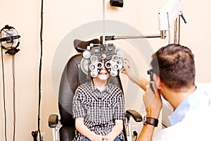 Child having eye testing
