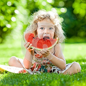 Child having picnic in park