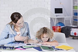 Child having problem with concentration photo