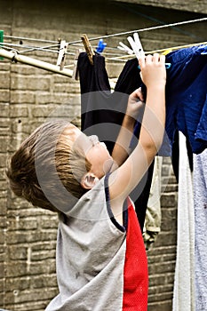 Child helping with washing