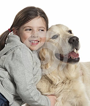 A child with her dog