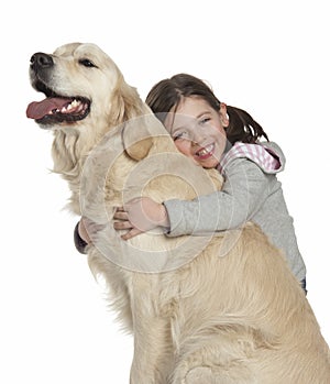 A child with her dog