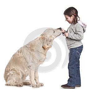 A child with her dog