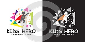 Child hero logo , kids dream icon -vector