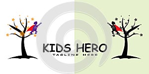 Child hero logo , kids dream icon -vector