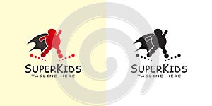 Child hero logo , kids dream icon -vector