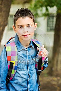 Child with his backpack