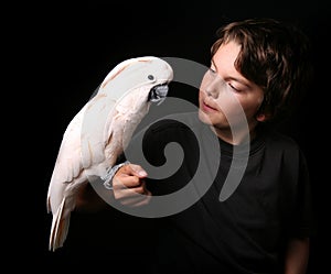 Child Holding Playful Bird