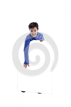 Child Holding White Message Sign