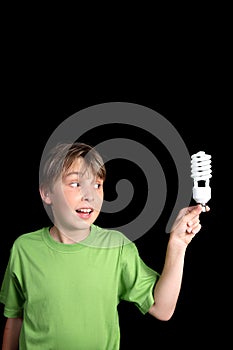 Child holds fluorescent globe