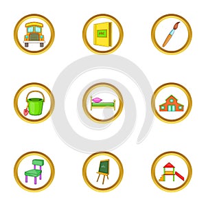 Child icons set, cartoon style