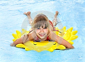 Child on inflatable ring .