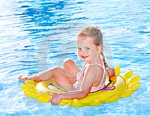 Child on inflatable ring .