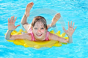 Child on inflatable ring .